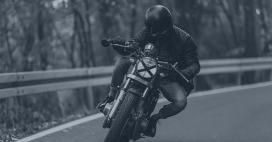 motorcyclist riding a slight curve